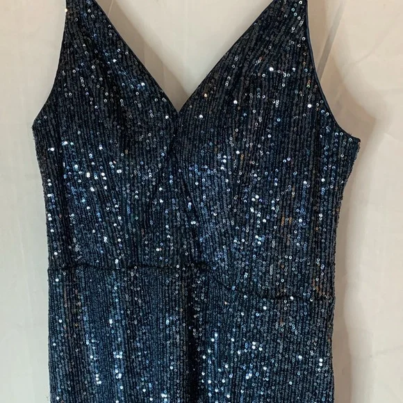 Elegant Navy Sequin Dress - Picture 2 of 10